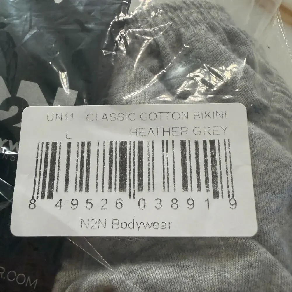 NEW N2N Bodywear Mens Cotton Bikini Brief Color Grey Size Large